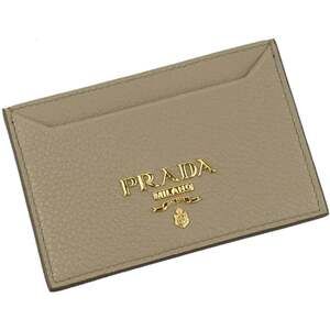 Prada Vitello Grain Argilla Grey Leather Small Card Holder